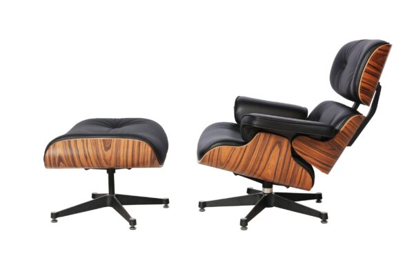 Charles Eames Replica Lounge Chair And Ottoman - Black - Light Wood Rose wood - Elephant Base - DECOMICA