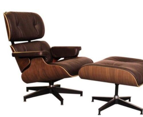 Classic Charles Eames Lounge Chair And Ottoman Replica Chocolate Leather – Walnut