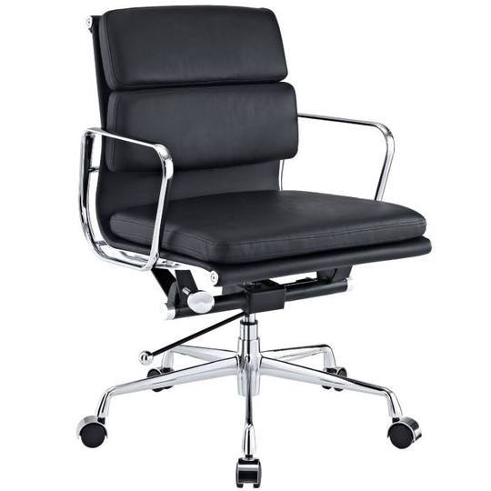 Eames  Softpad Office Chair Black Leather - Replica - Low back - DECOMICA