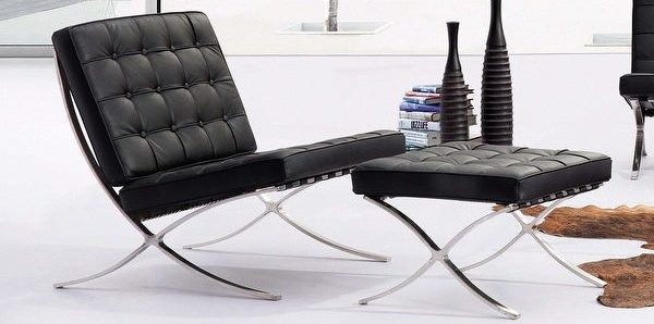 Pavilion Leather Stainless Steel Barcelona Chair Contract Grade E1613050627514 