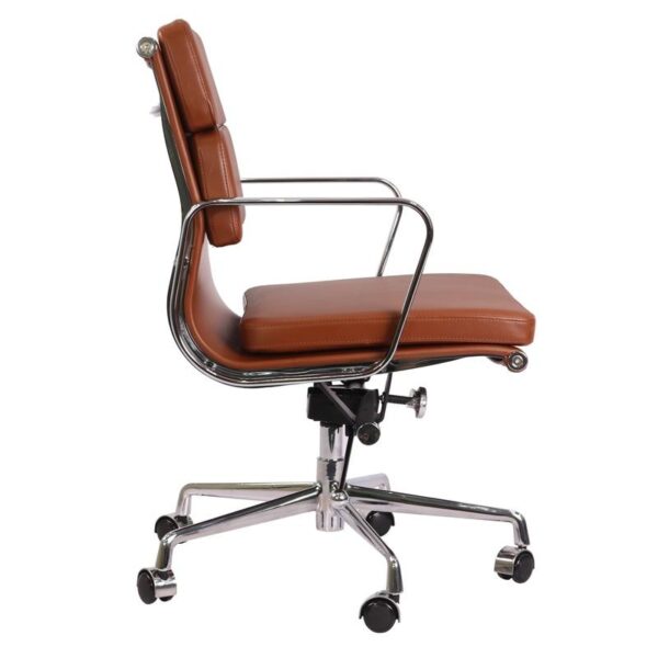 Eames  Softpad Office Chair Tan Brown Leather - Replica - Low back - DECOMICA