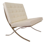 Premium Barcelona Chair Cream - Mies Van Der Rohe Replica - DECOMICA
