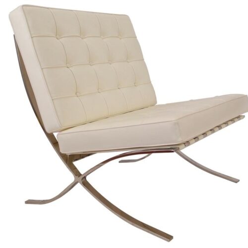 Premium Barcelona Chair Cream - Mies Van Der Rohe Replica - DECOMICA