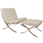 Ensemble de chaises Barcelone Premium Crème - Réplique Mies Van Der Rohe - DECOMICA