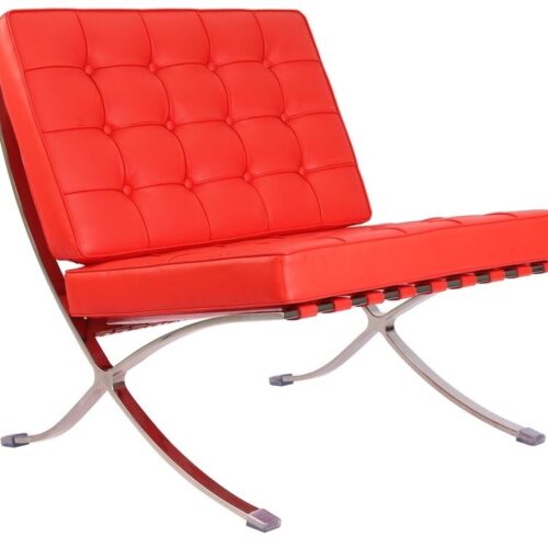 Premium Barcelona Chair Red - Mies Van Der Rohe Replica - DECOMICA