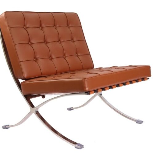 Premium Barcelona Chair Tan Brown - Mies Van Der Rohe Replica - DECOMICA