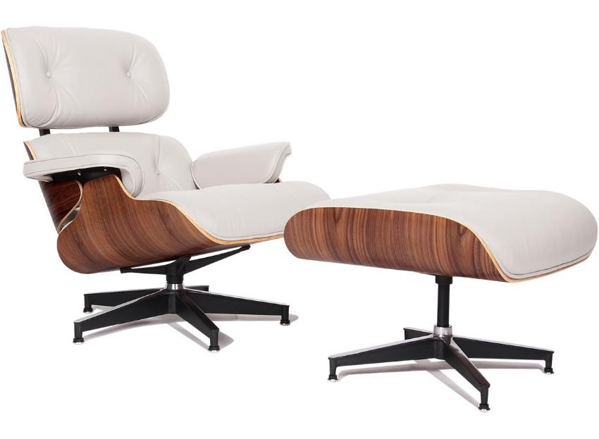 bestrating voorbeeld opening Classic Charles Eames Lounge Chair And Ottoman Replica White Leather &  Walnut Wood - DECOMICA - AS A BRAND KNOWN FOR QUALITY AND EXCELLENT SERVICE