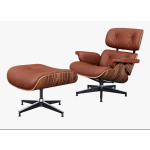 Classic Charles Eames Lounge Chair And Ottoman Replica Tan Brown Leather – Rose Wood Normal Base
