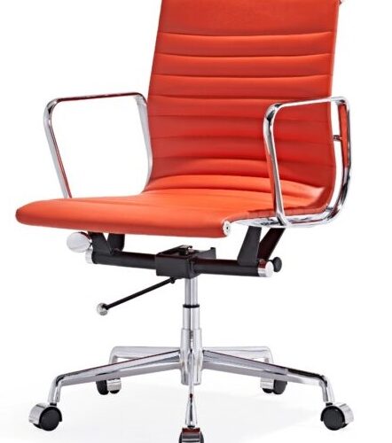 Eames office chair EA 117 Orange Leather Thin pad Low back Replica