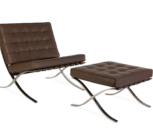 Barcelona chair chocolate brown set