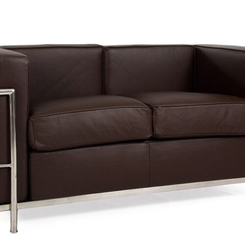 Le Corbusier LC2 Dark Brown Two-Seater Armchair Replica