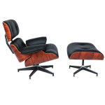 Poltrona e otomano de madeira natural estilo Eames - preto