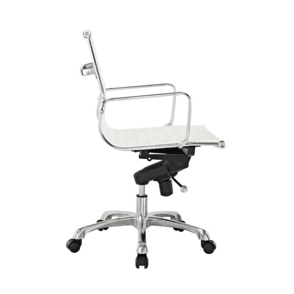 Eames Thin Pad Office Chair White PU Leather - Replica - Low back