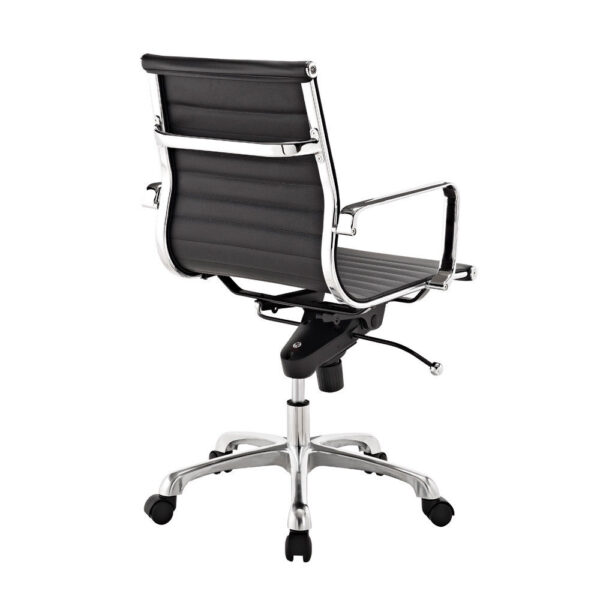 Eames Thin Pad Office Chair Black PU Leather - Replica - Low back