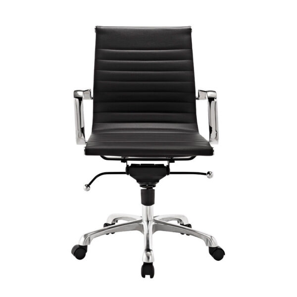 Eames Thin Pad Office Chair Black PU Leather - Replica - Low back