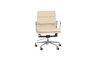 Eames office chair EA 217 Cream Leather - Replica - Soft pad Low back