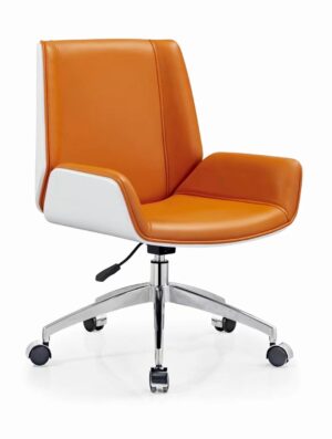 Decomica D266 Low Back Tan Brown PU Leather Plywood Swivel Chair