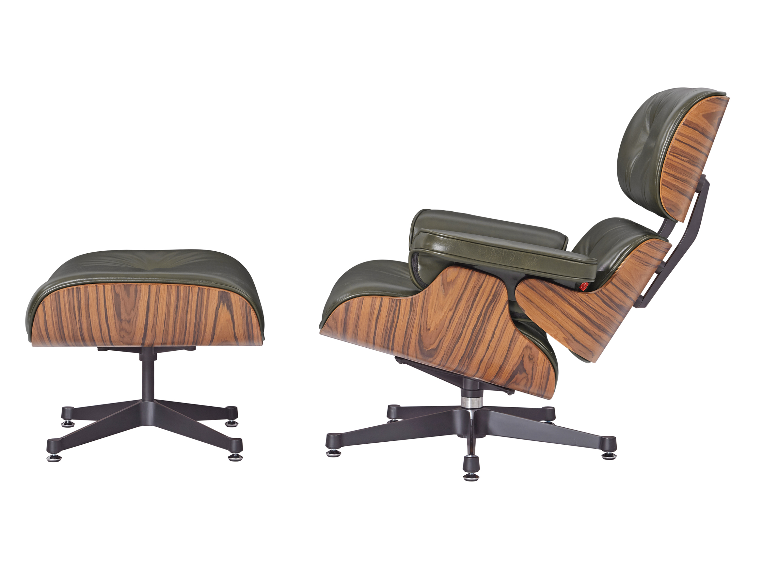Premium Eames Lounge Chair And Ottoman Replica Waxy Dark Green Polished Leather Rose Wood - Image 2