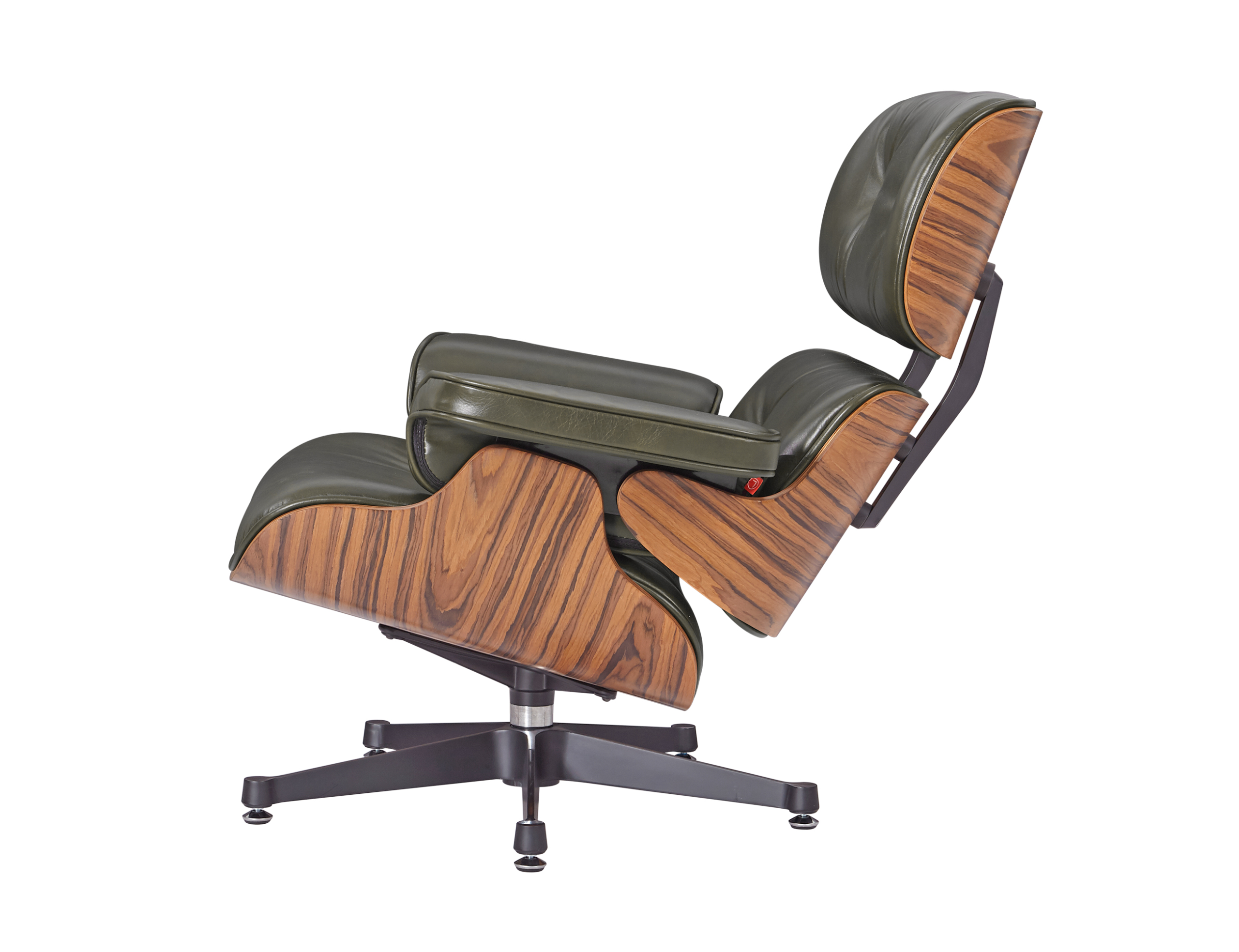 Premium Eames Lounge Chair And Ottoman Replica Waxy Dark Green Polished Leather Rose Wood - Image 9