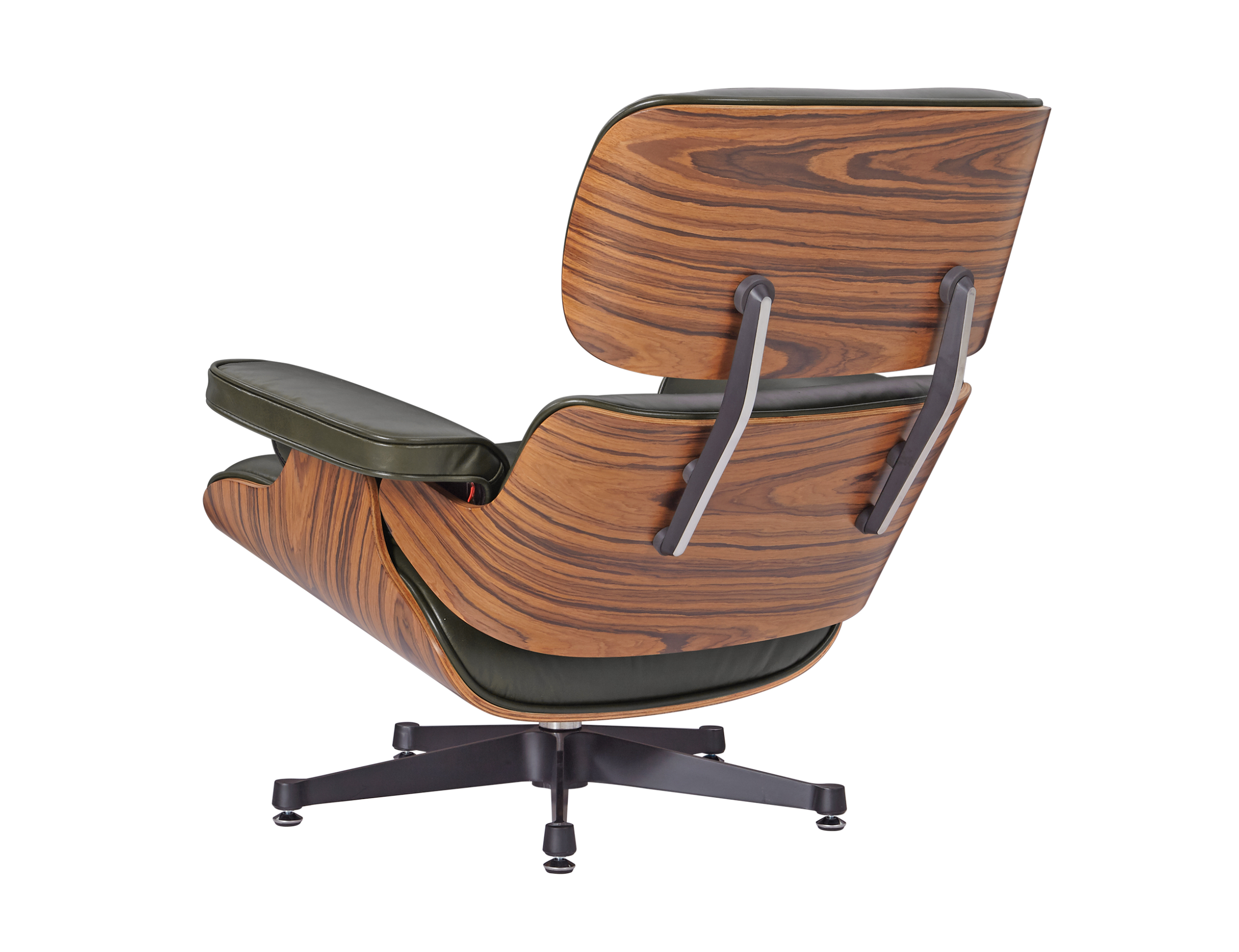 Premium Eames Lounge Chair And Ottoman Replica Waxy Dark Green Polished Leather Rose Wood - Image 8