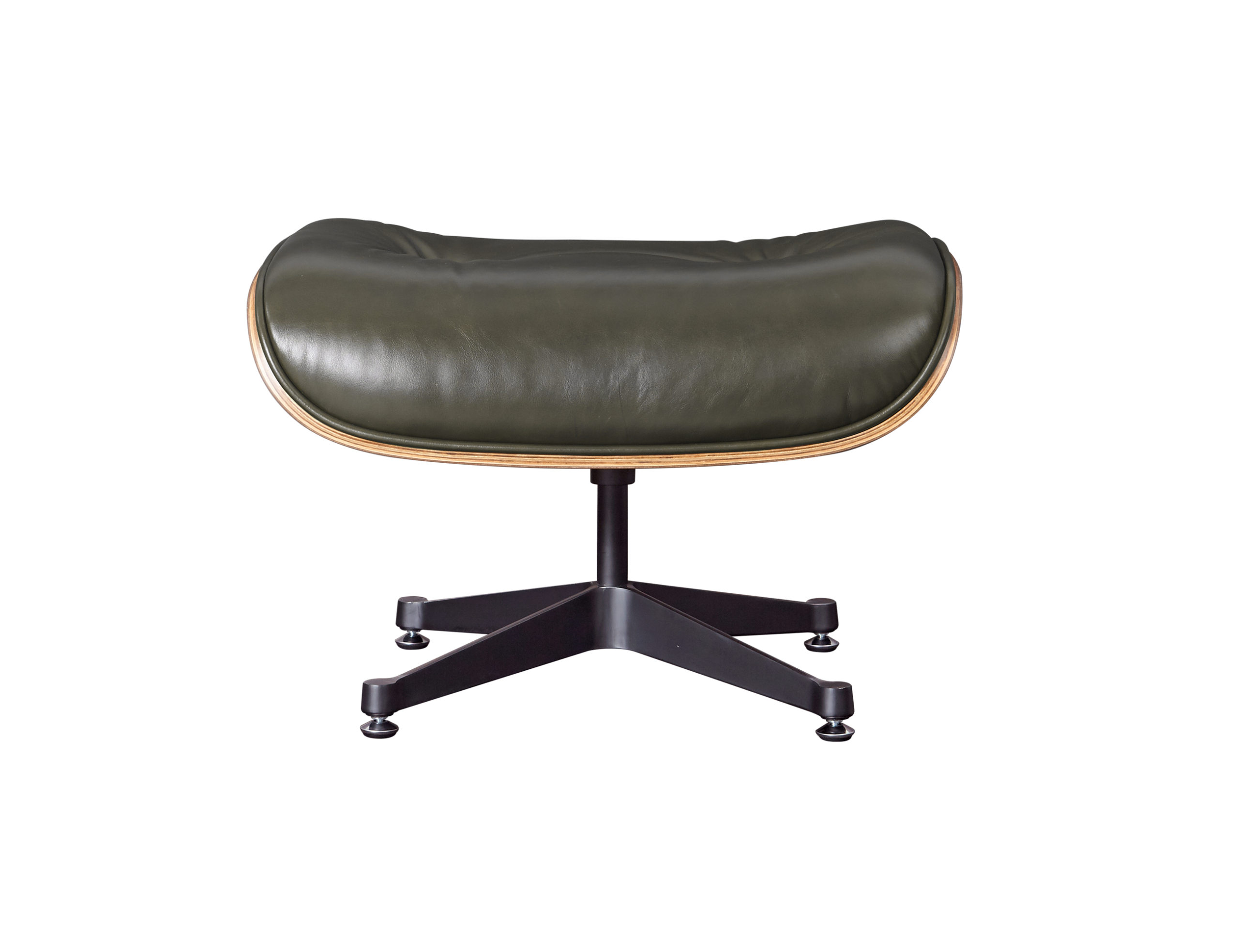 Premium Eames Lounge Chair And Ottoman Replica Waxy Dark Green Polished Leather Rose Wood - Image 6
