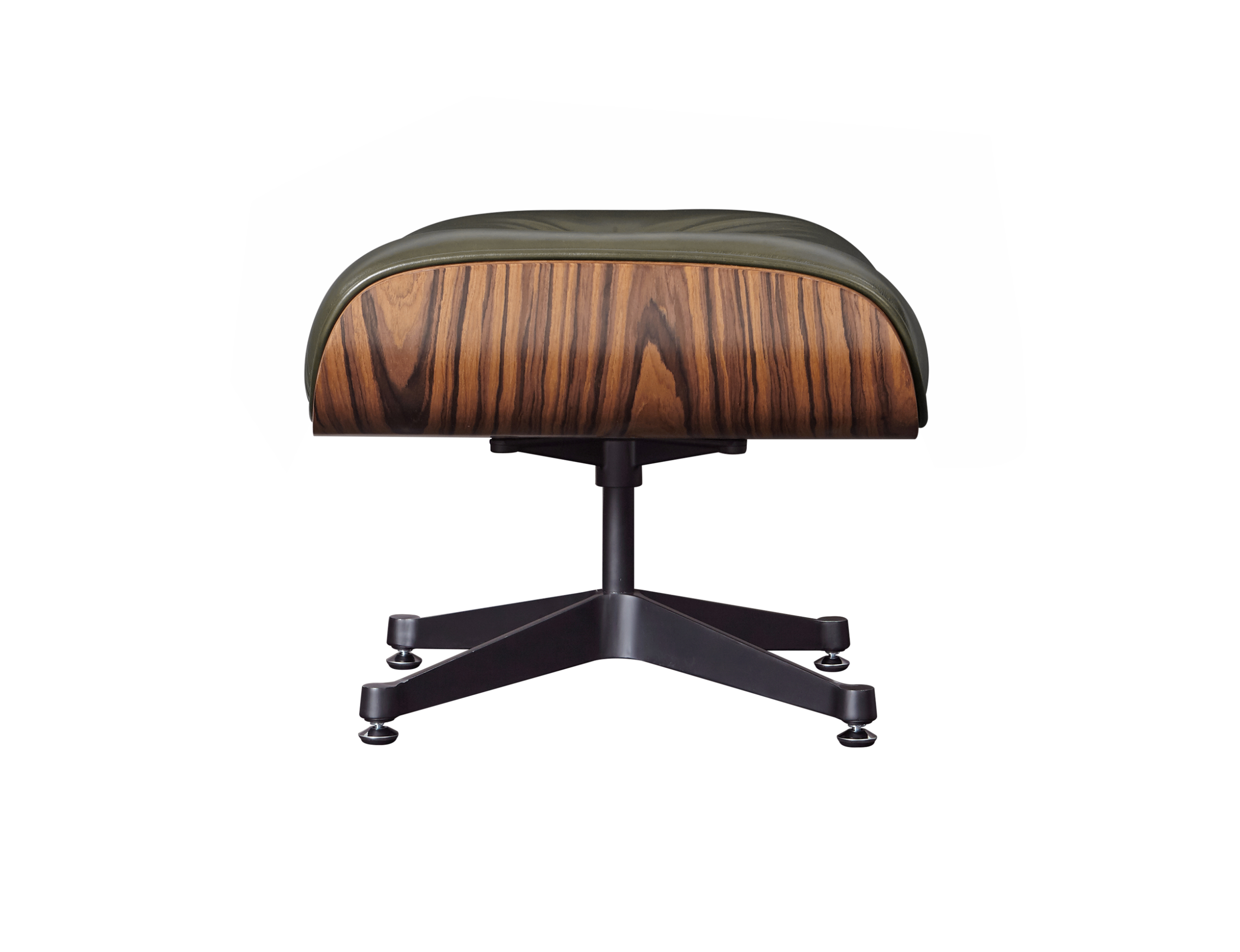 Premium Eames Lounge Chair And Ottoman Replica Waxy Dark Green Polished Leather Rose Wood - Image 5