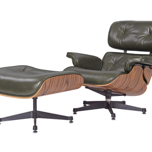 Premium Eames Lounge Chair And Ottoman Replica Waxy  Dark Green Polished Leather Rose Wood