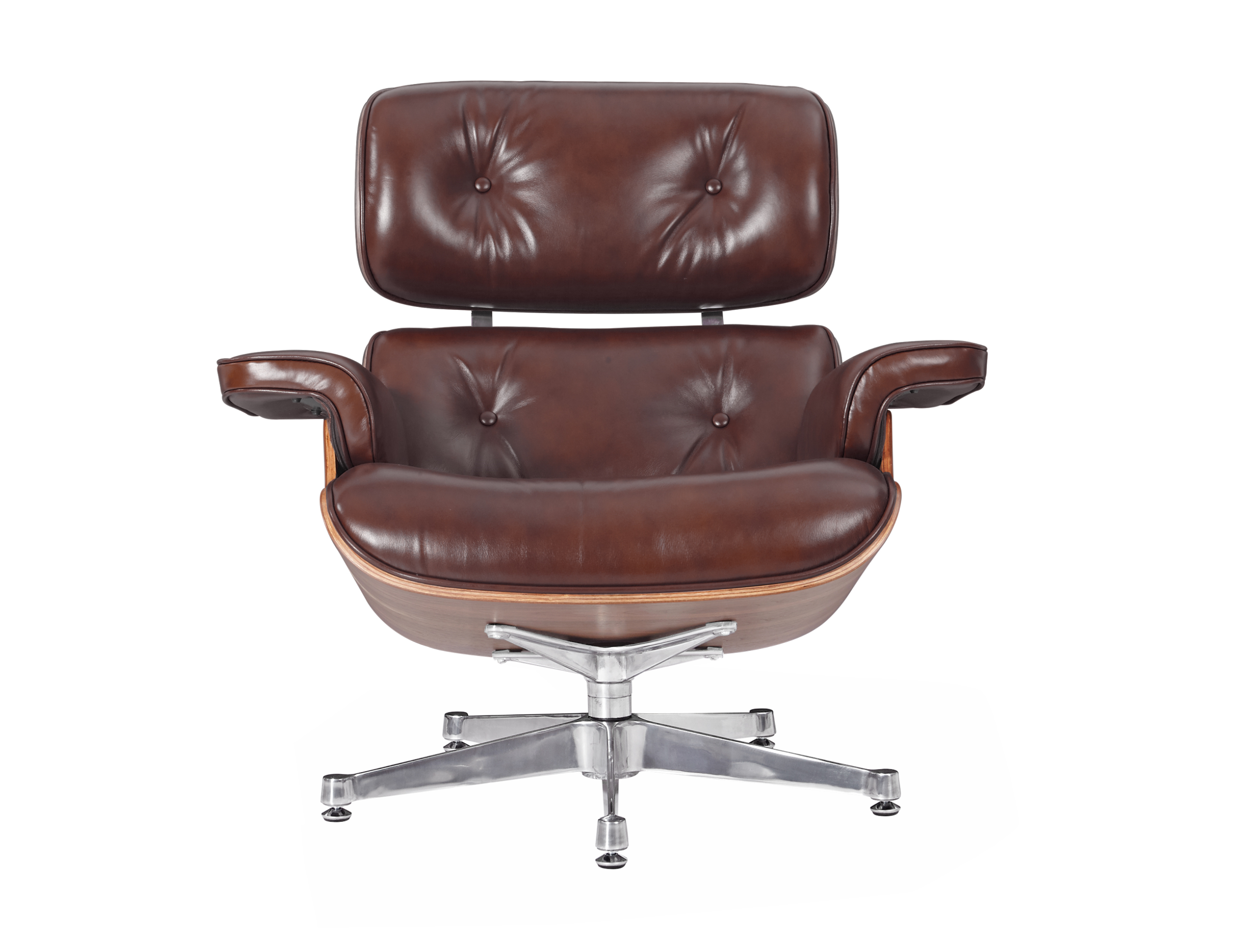 Premium Eames atpūtas krēsls un Osmaņu reprodukcija, vaska šokolādes pulēta āda, valriekstu koks — 11. attēls