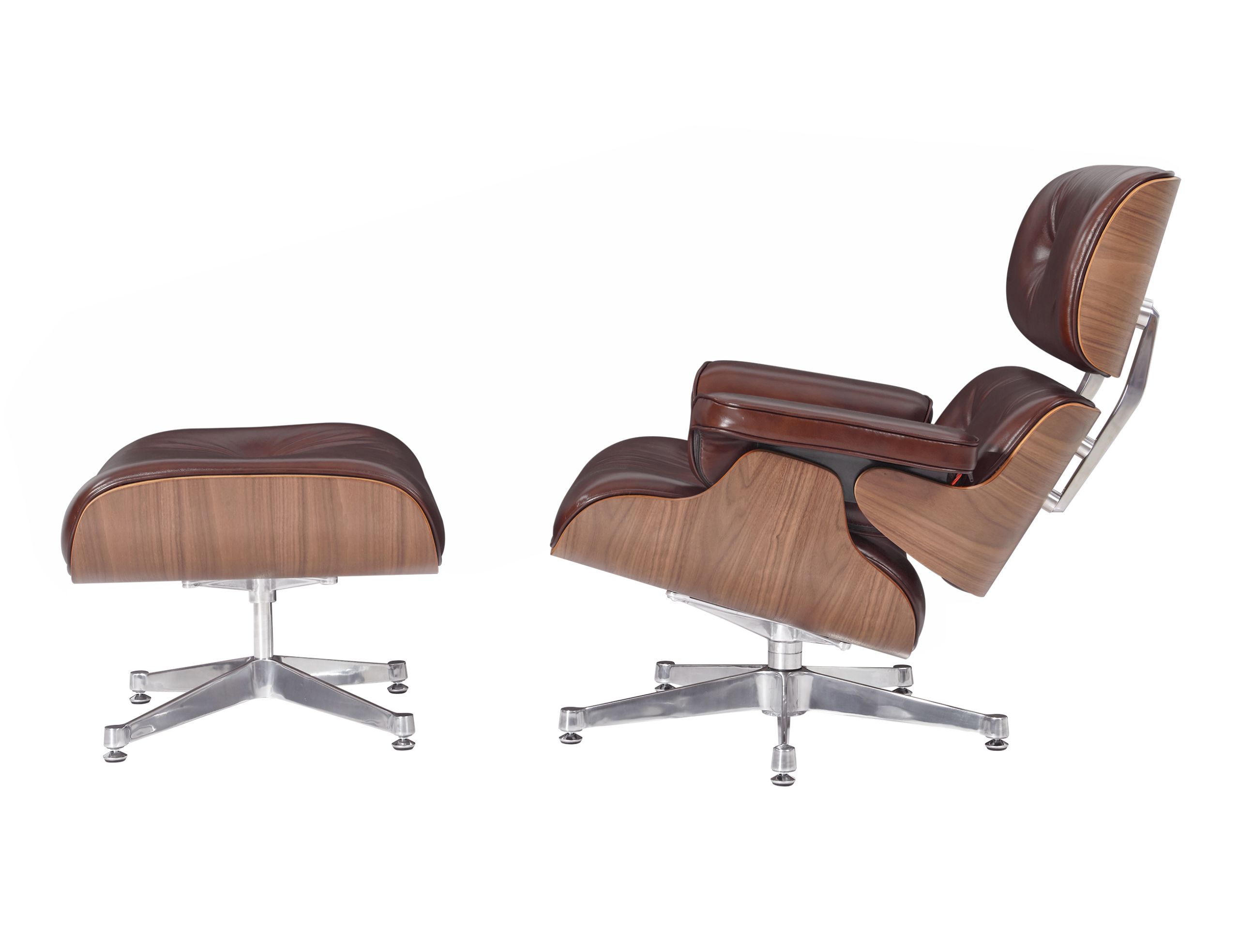 Premium Eames atpūtas krēsls un Osmaņu reprodukcija, vaska šokolādes pulēta āda, valriekstu koks — 2. attēls
