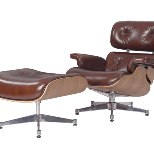 Premium Eames Lounge Chair And Ottoman Replica Waxy Chocolate Polished Leather Walnut Wood