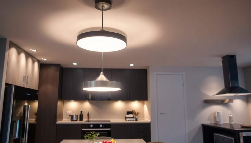 LED pendant lighting installation