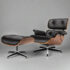 Tall eames lounge chair black walnut and ottoman replica – front view