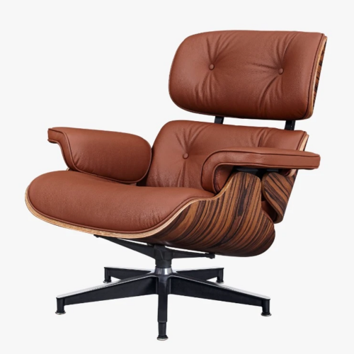 Eames Style Lounge Chair Only Rose Wood Normal Base –Tan Brown