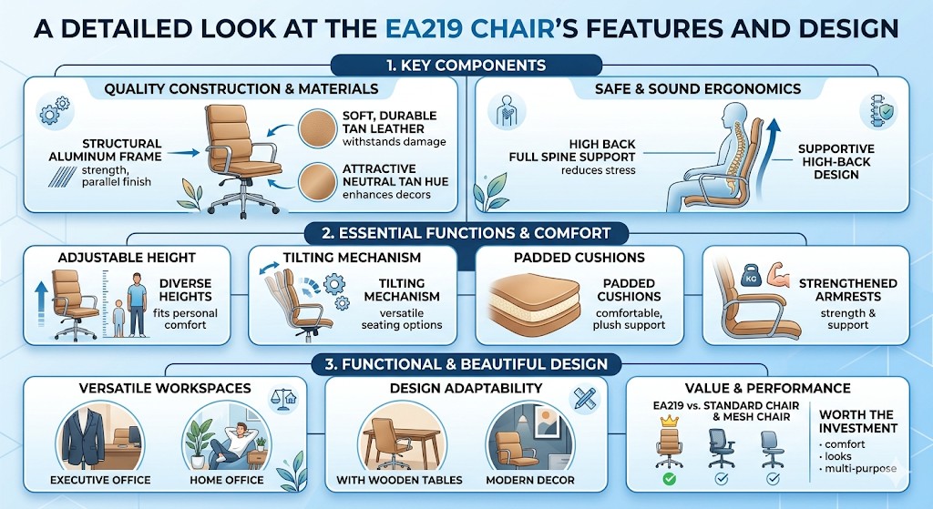 Eames EA219 Tan Leather Chair