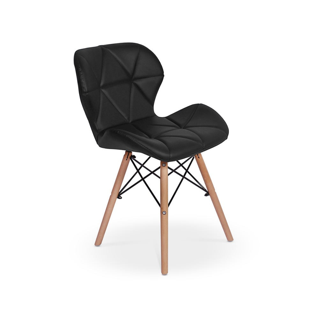 eames dsw chair replica – Set of Two Eames DSW Chairs Replica PU Leather Black