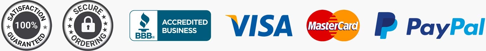 Payment methods: Visa, Mastercard, American Express, PayPal