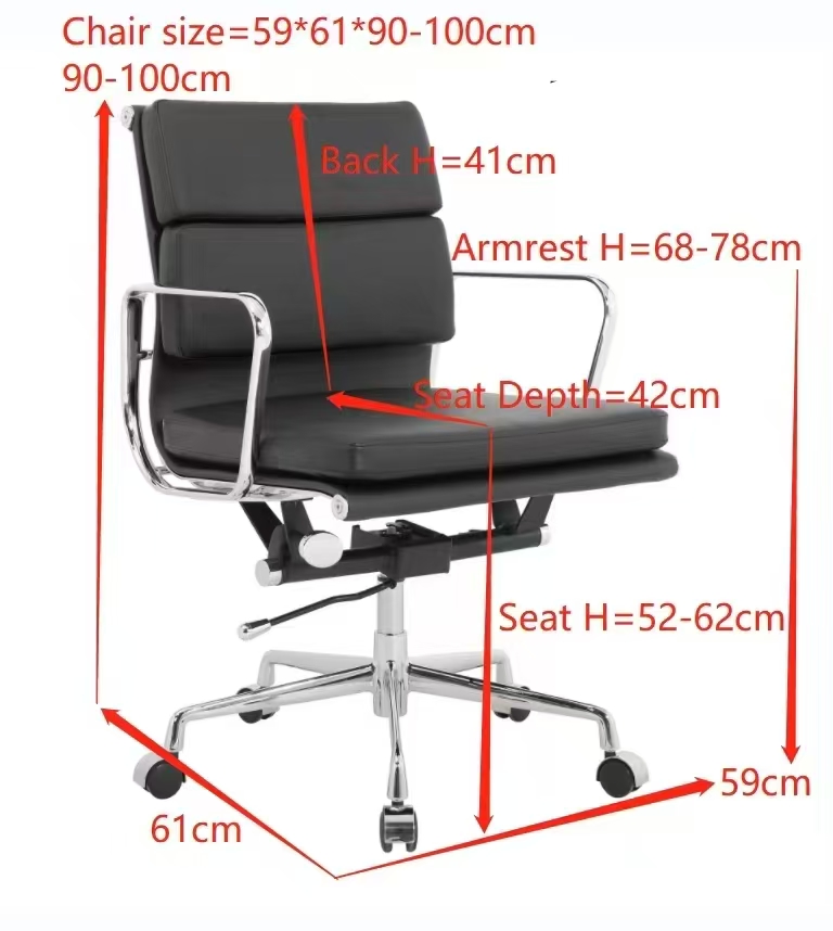 eames ea217 office chair white dimensions diagram