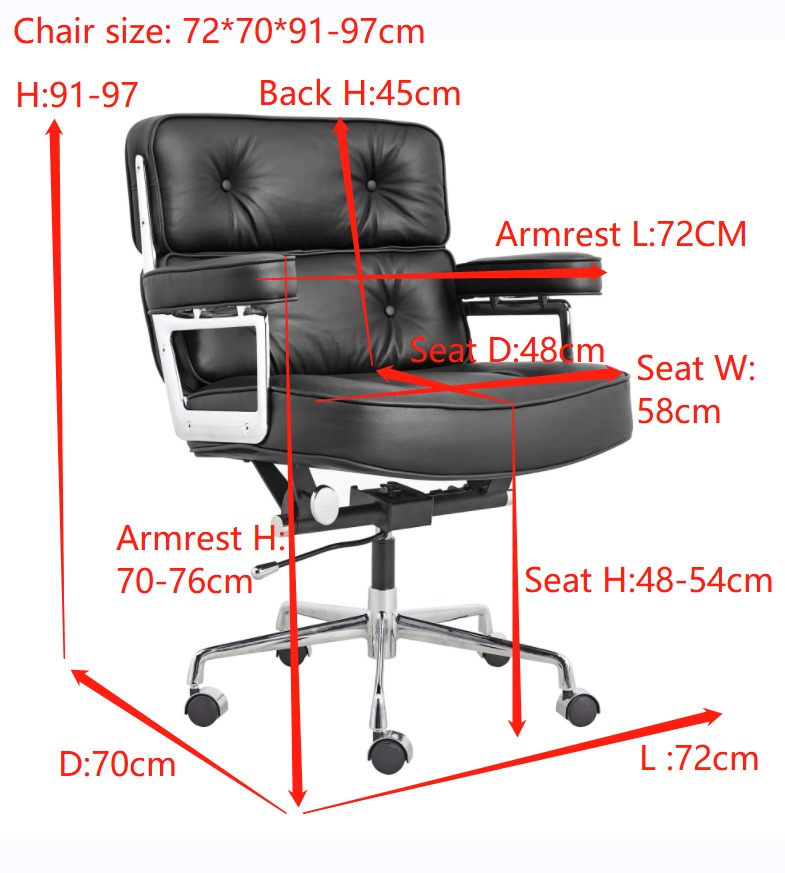 eames time life chair replica ES104 dimensions diagram – 72 x 70 x 91-97 cm