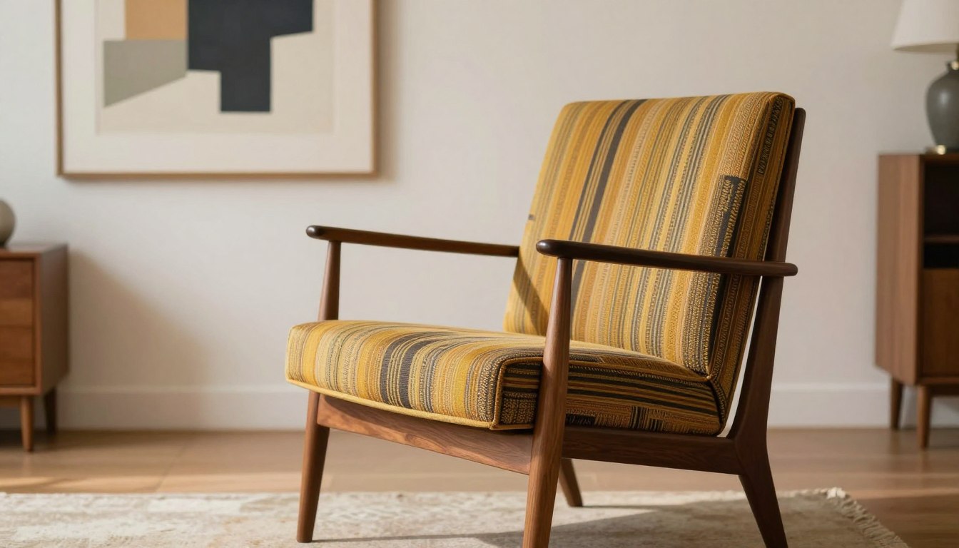 mid-century modernus fotelis