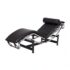 Le Corbusier LC4 chaise longue replica in black leather – three-quarter view